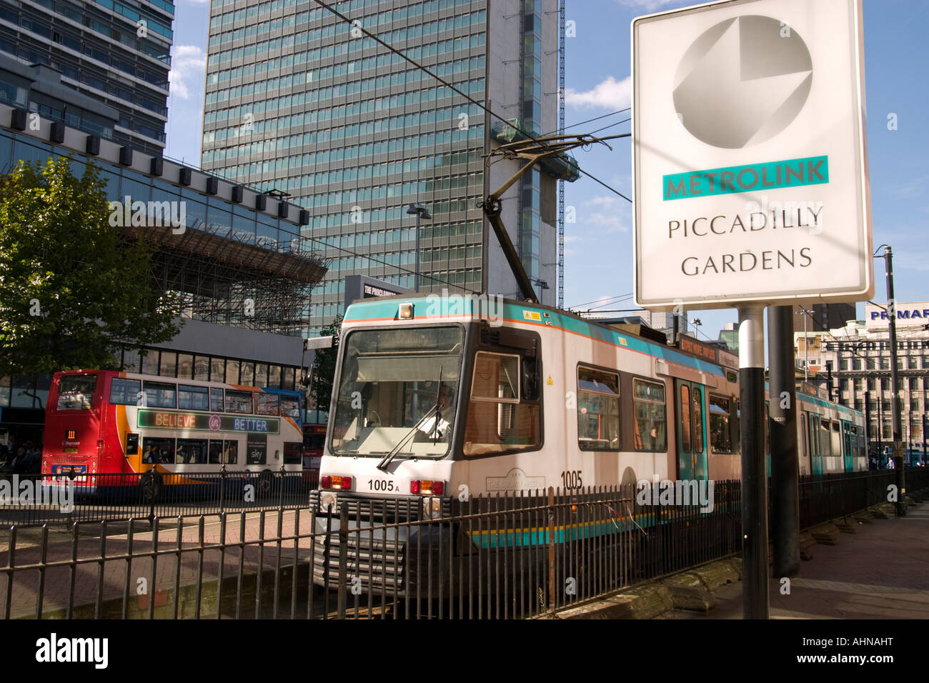 Piccadilly Gardens Manchester,Showing The Metrolink Tram System