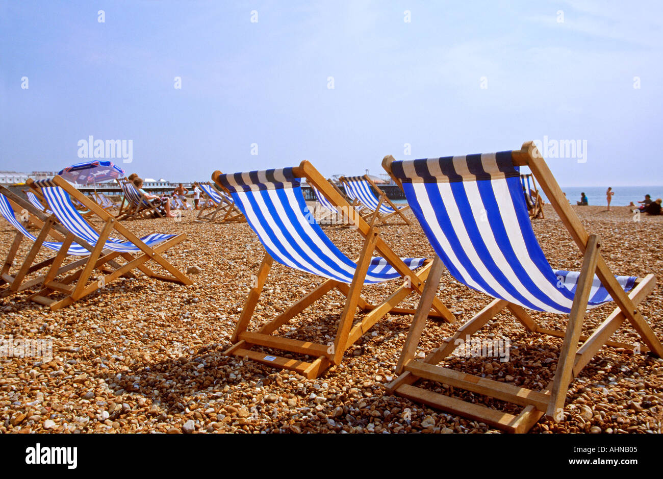 Deck chairs on the beach at Brighton, UK Stock Photo Alamy