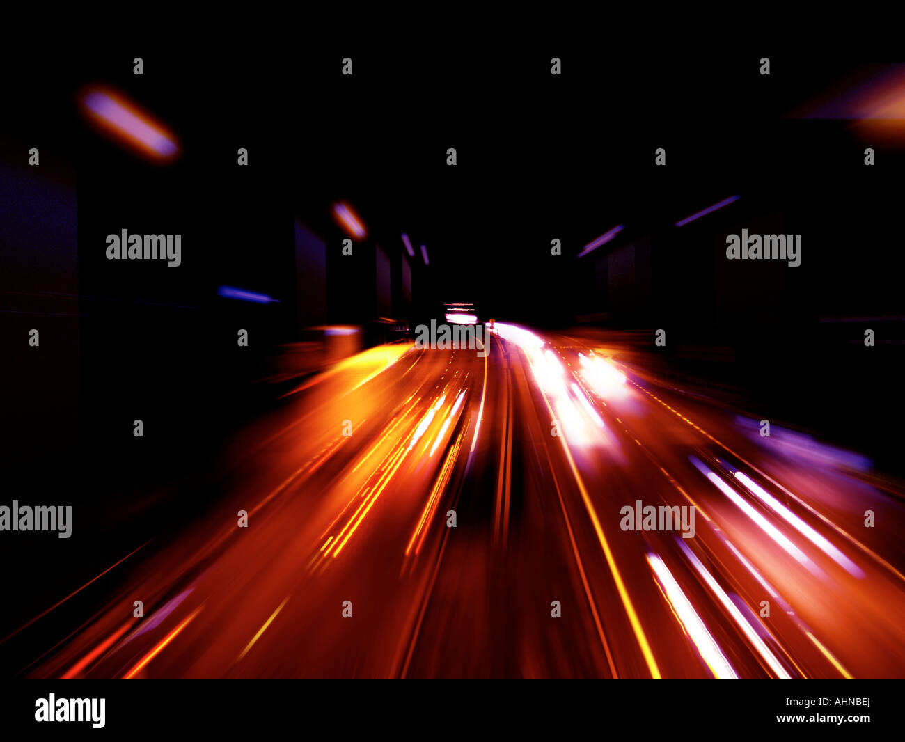 Traffic tail lights at night Stock Photo Alamy
