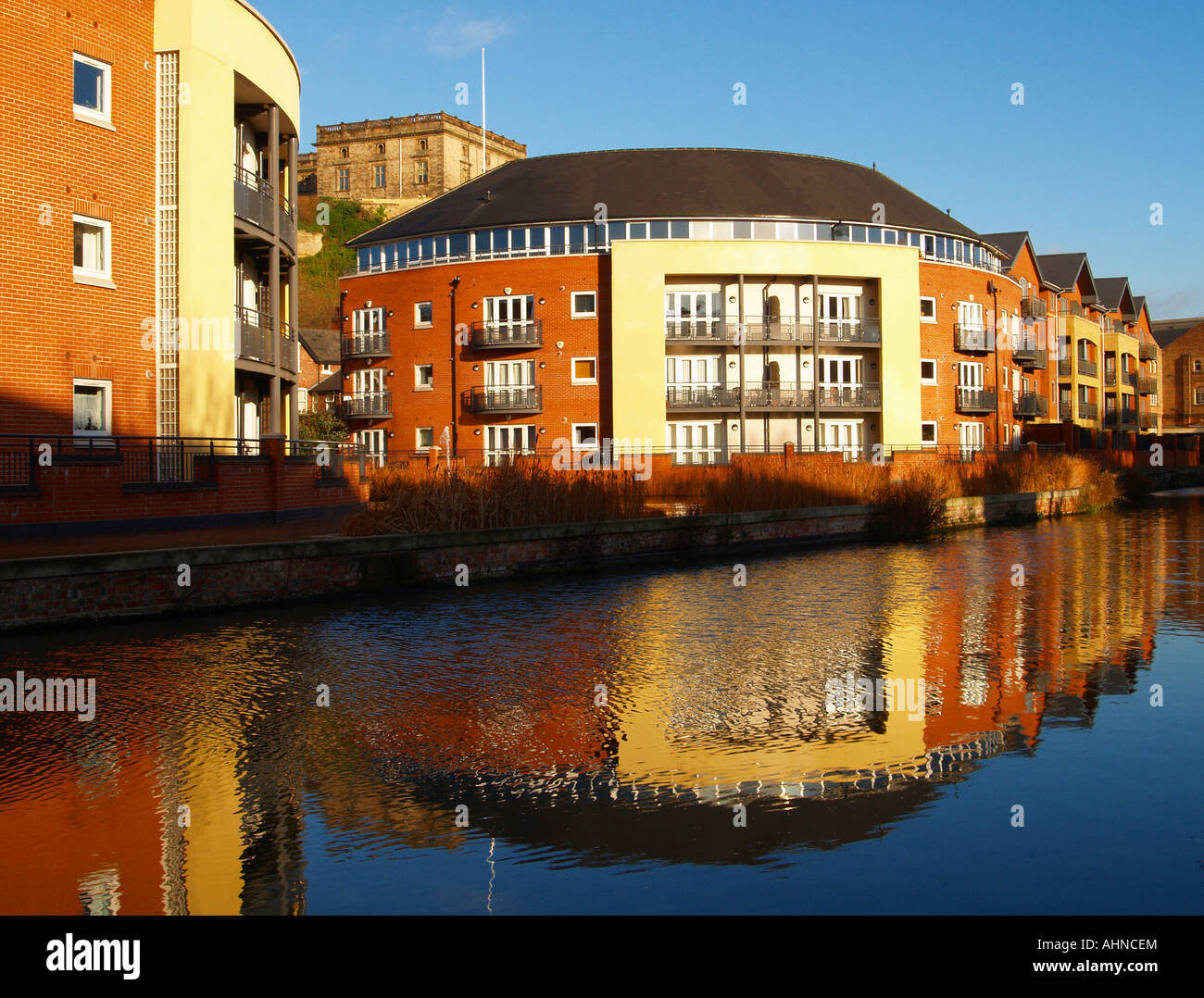 Nottingham Castle nestled between modern city living apartment