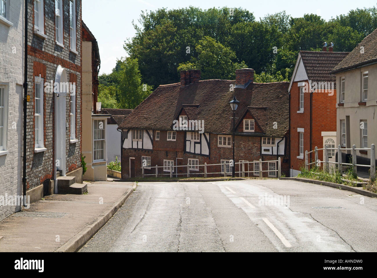 Street scene with historic old buildings, Wickham, Hampshire, Southern England, Stock Photo