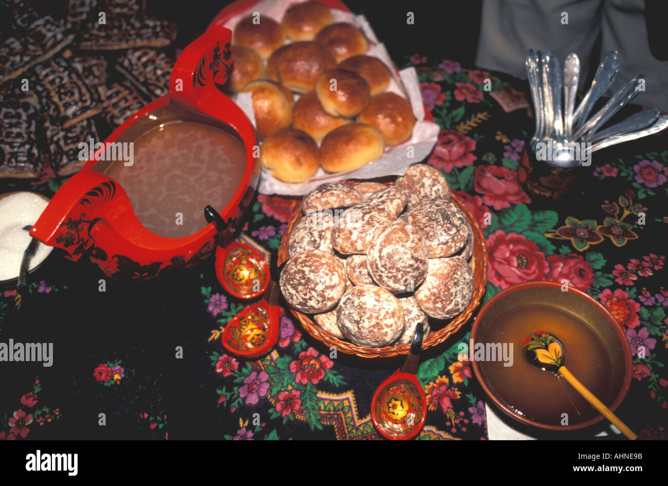 Russia Pastries breads desserts local food dining moscow Stock Photo