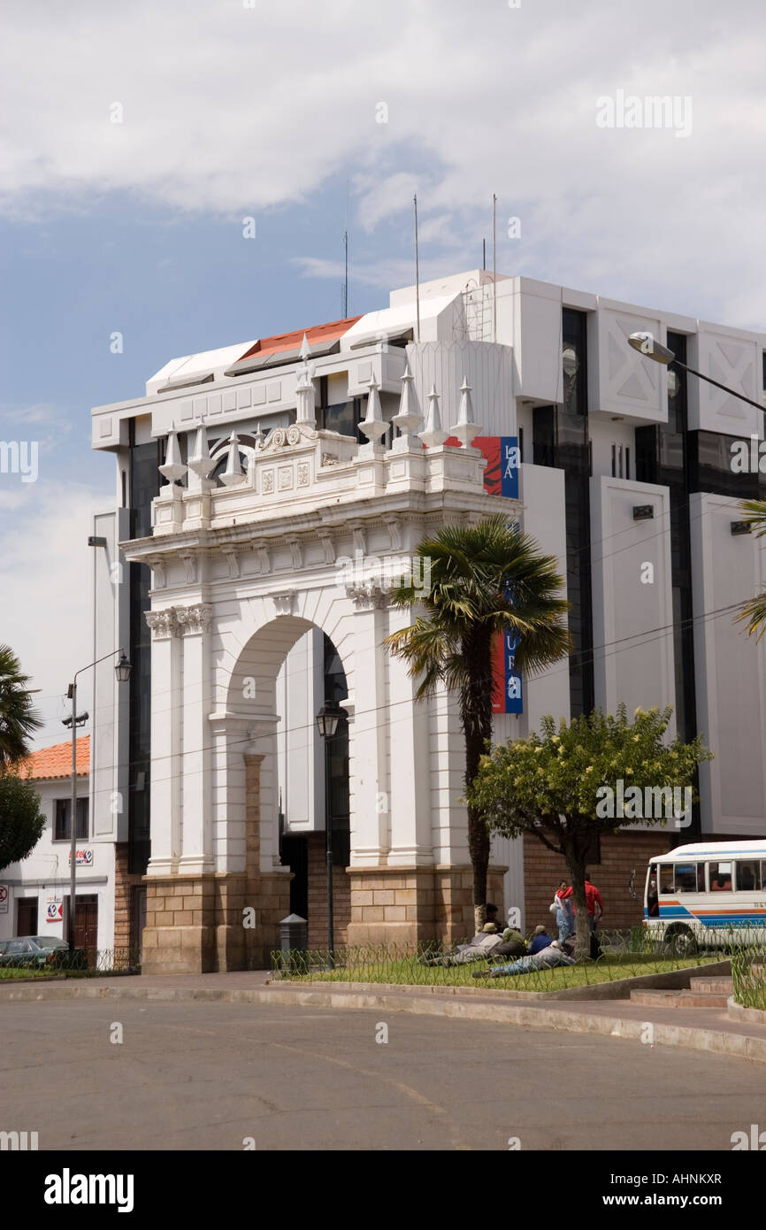 Corte Suprema de Justicia in the Plaza de la Libertad, Sucre, Altiplano, Bolivia Stock Photo