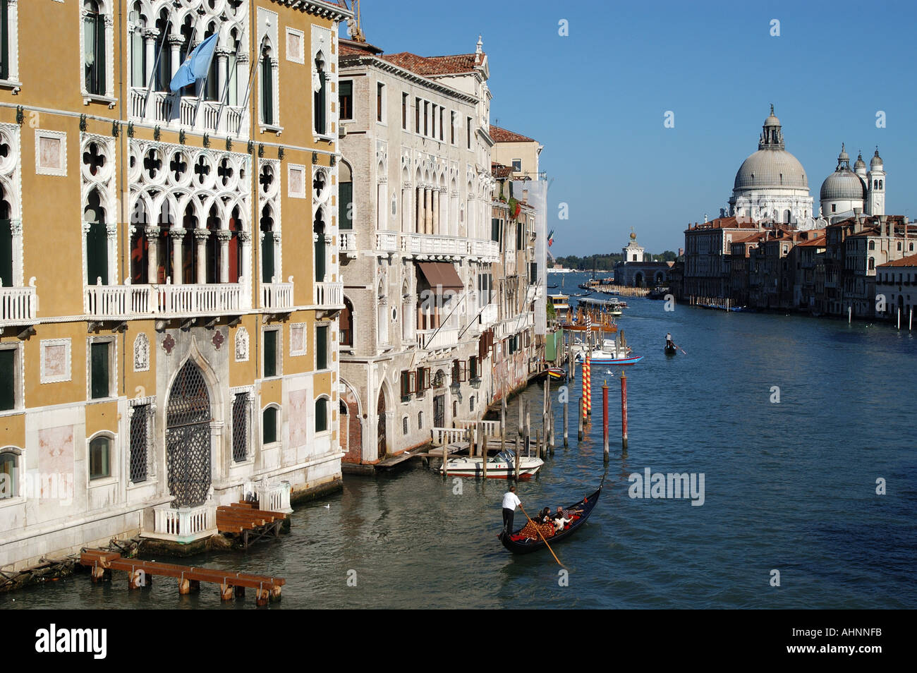 Chiesa di Santa Maria della Salute with gondola and Canal Grande Venice Italy Stock Photo