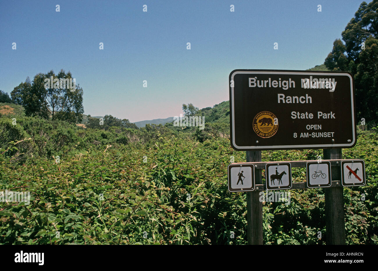 Burleigh Murry Ranch State Park Sign in San Mateo County California Stock Photo