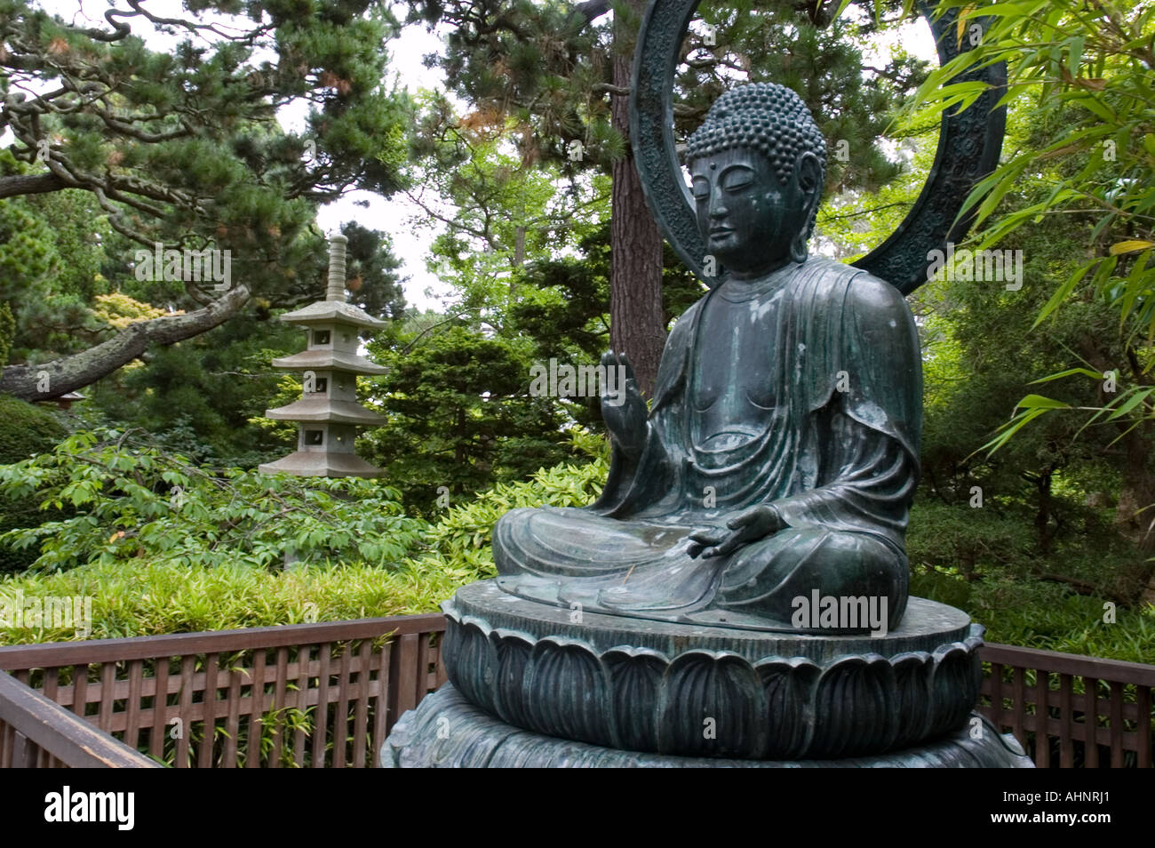 Statue of Buddha in the Japanese tea garden, San Francisco Stock Photo