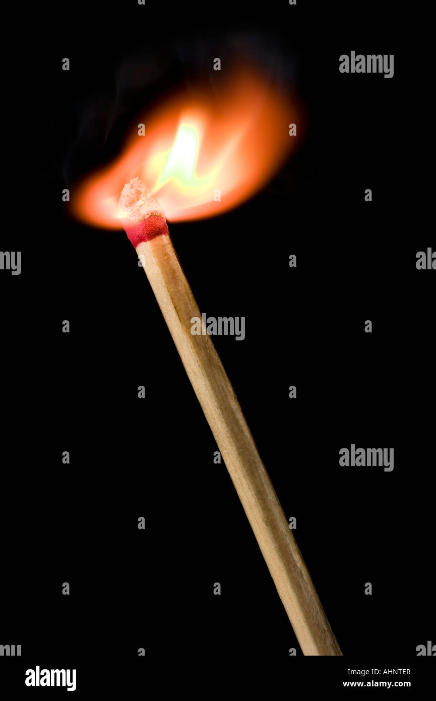 Lit Match On Black Background Stock Photo - Alamy