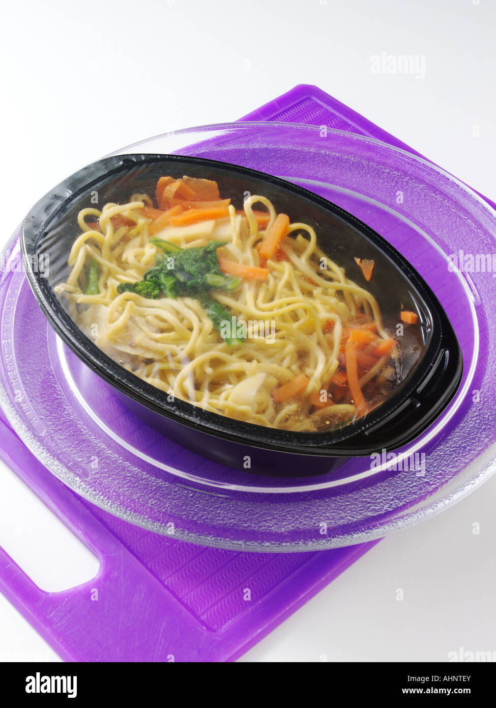 Beef chow mein convenience food editorial microwave Stock Photo