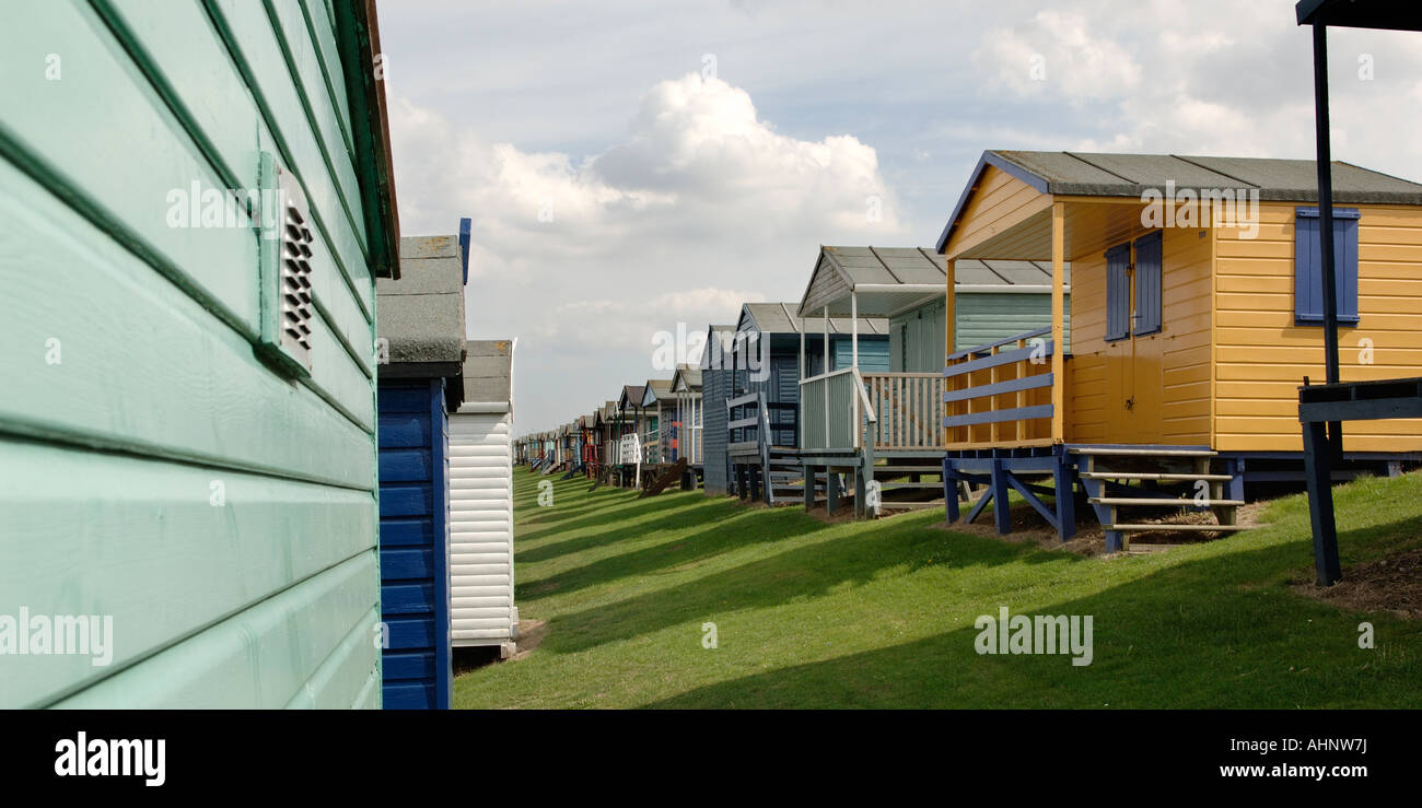 Wooden Beach huts Tankerton Kent Stock Photo