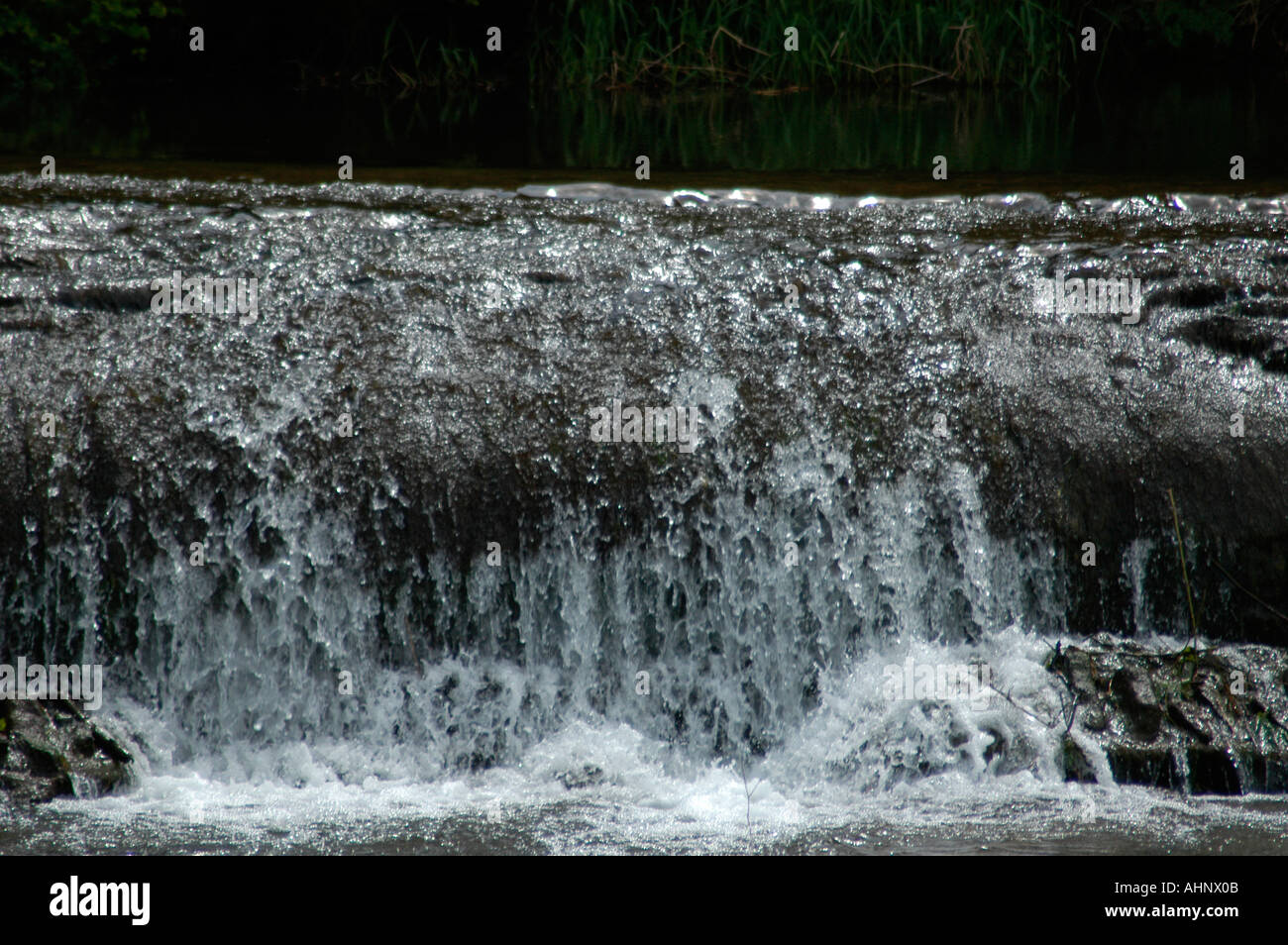 White water over a weir on the River Teme Ludlow  Stock Photo