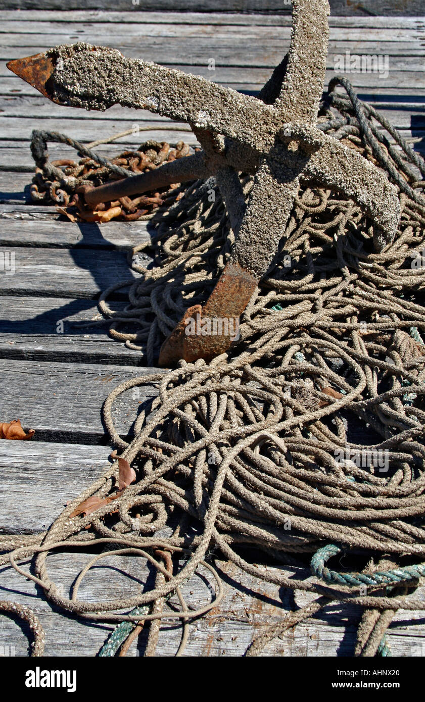 Anchor and rope Stock Photo Alamy