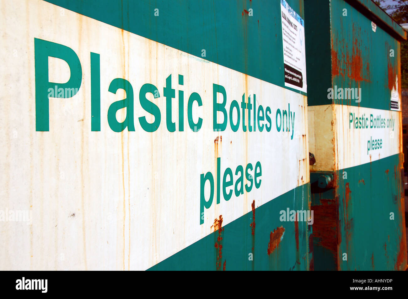 Local council plastic bottle recycling bins Stock Photo Alamy