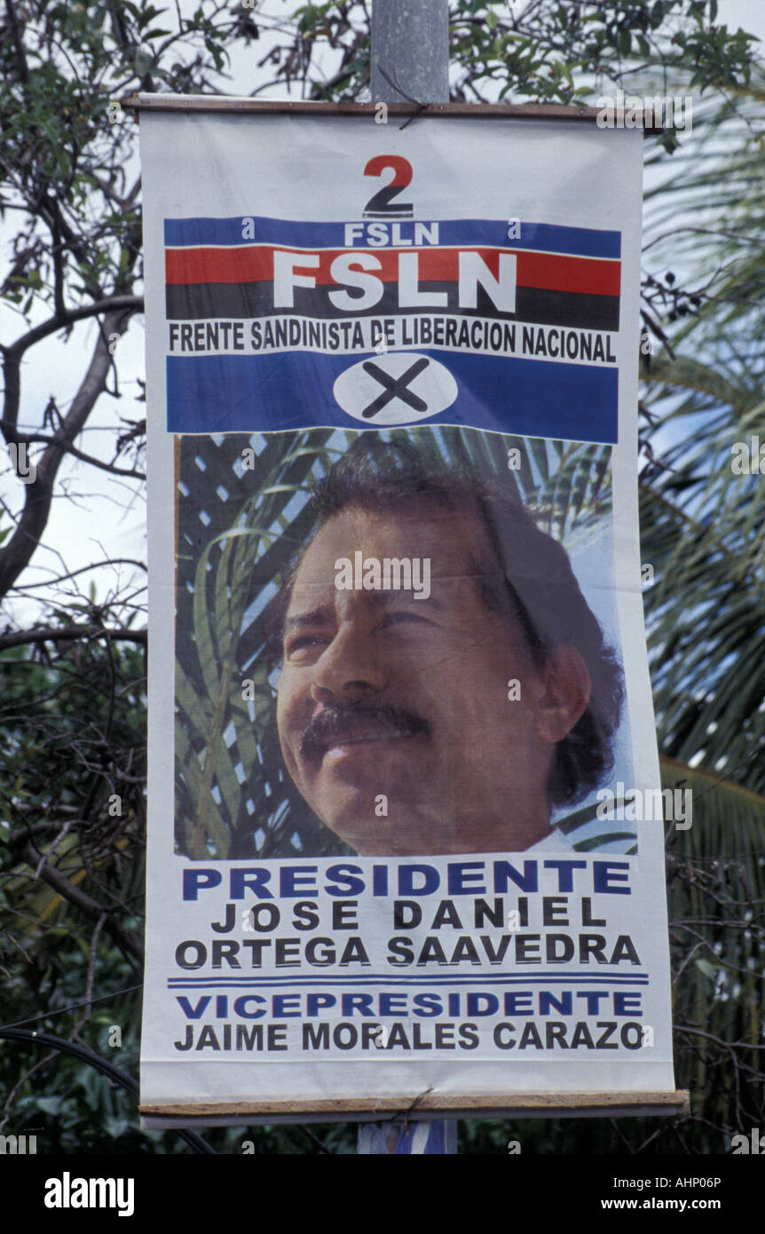 2006 campaign poster for Daniel Ortega, Isla de Ometepe or Ometepe Island Nicaragua Stock Photo