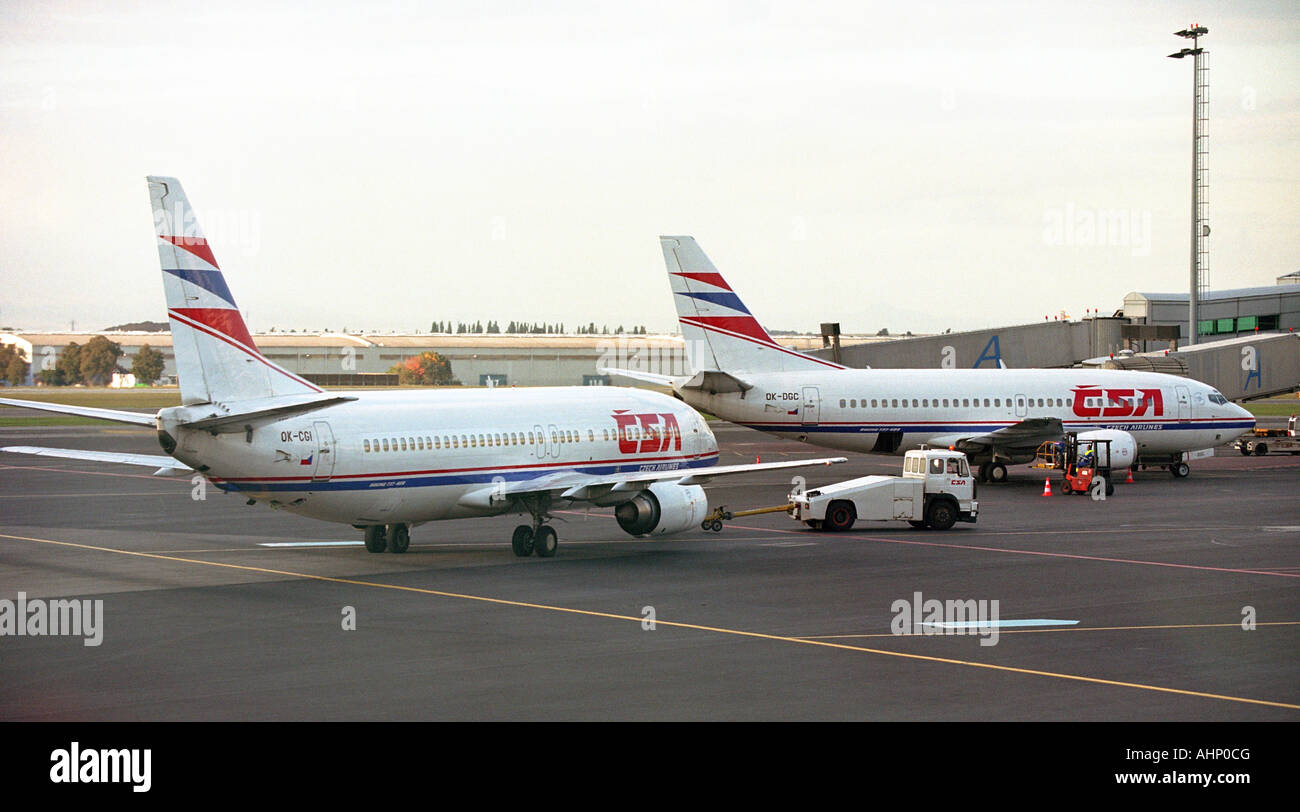 Czech Airlines planes at the Ruzyne International Airport, Prague, Czech Republic Stock Photo