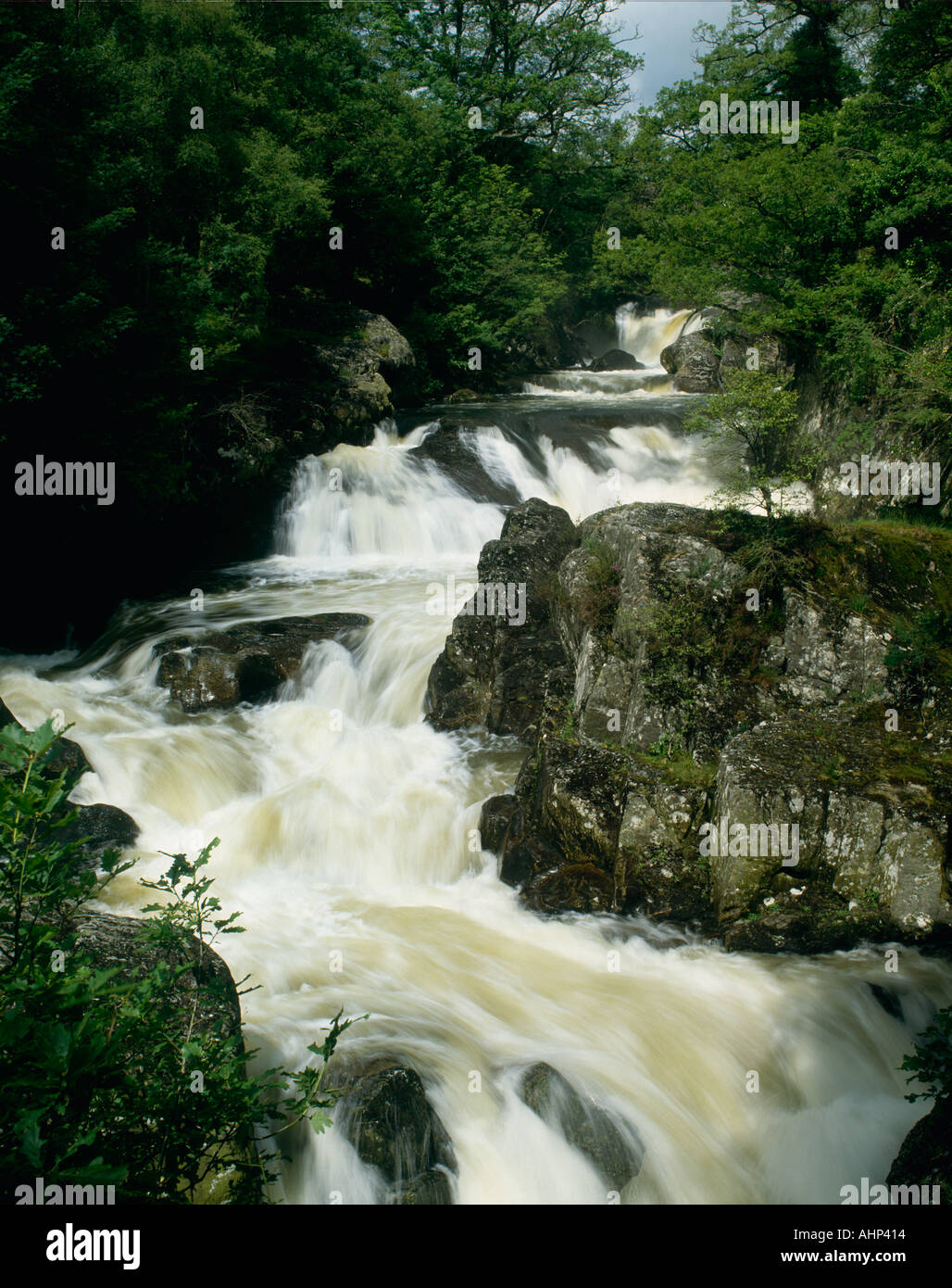 Waterfall River Llugwy Betws Y Coed Snowdonia Gwynedd Wales Stock Photo