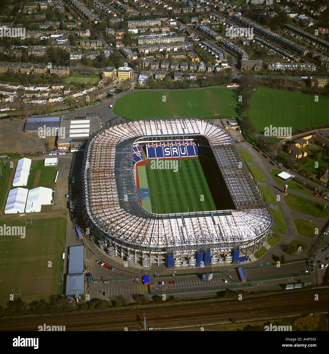 Murrayfield Rugby Union Stadium Edinburgh Scotland aerial view Stock Photo