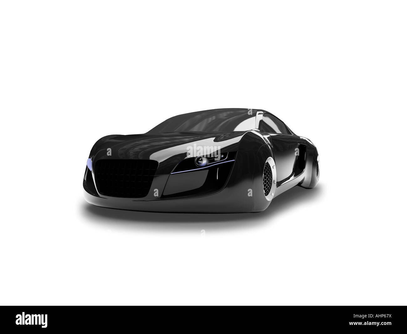Isolated black super car front view Stock Photo
