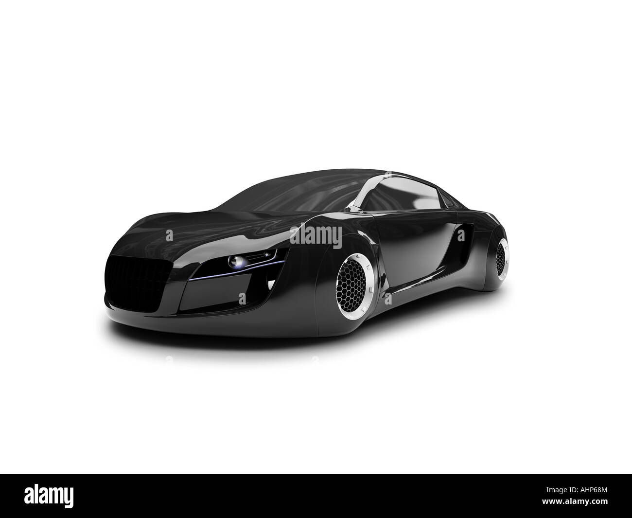 Isolated black super car front view Stock Photo