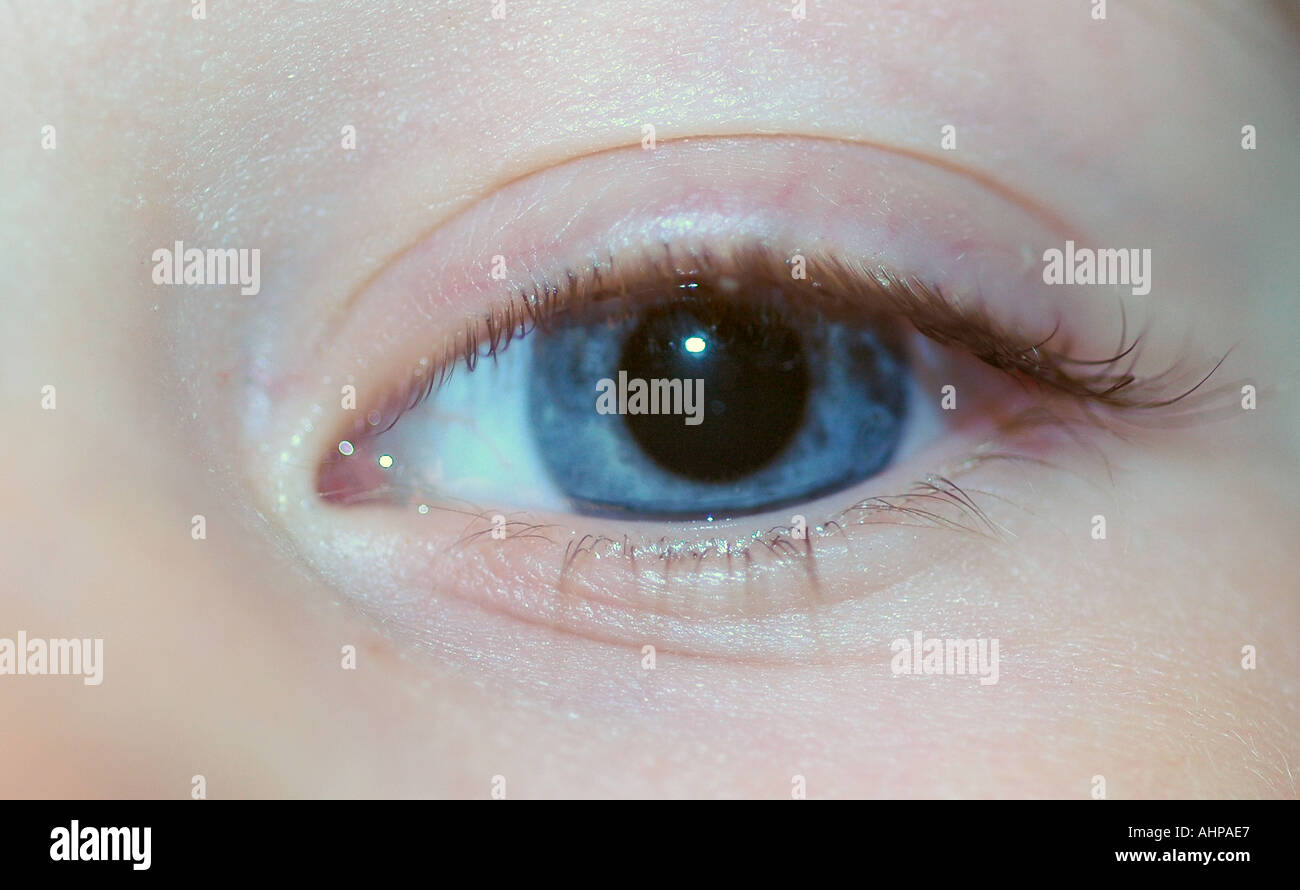 Child s eye toddler close up one eye Stock Photo