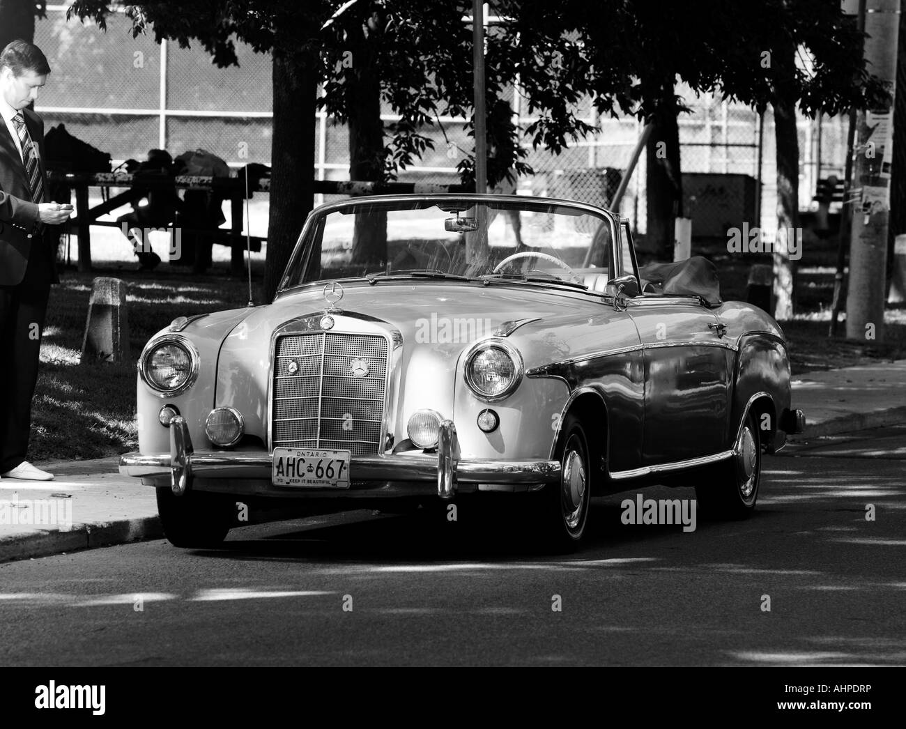 chocolate and cream 1960 Mercedes Benz convertible Stock Photo