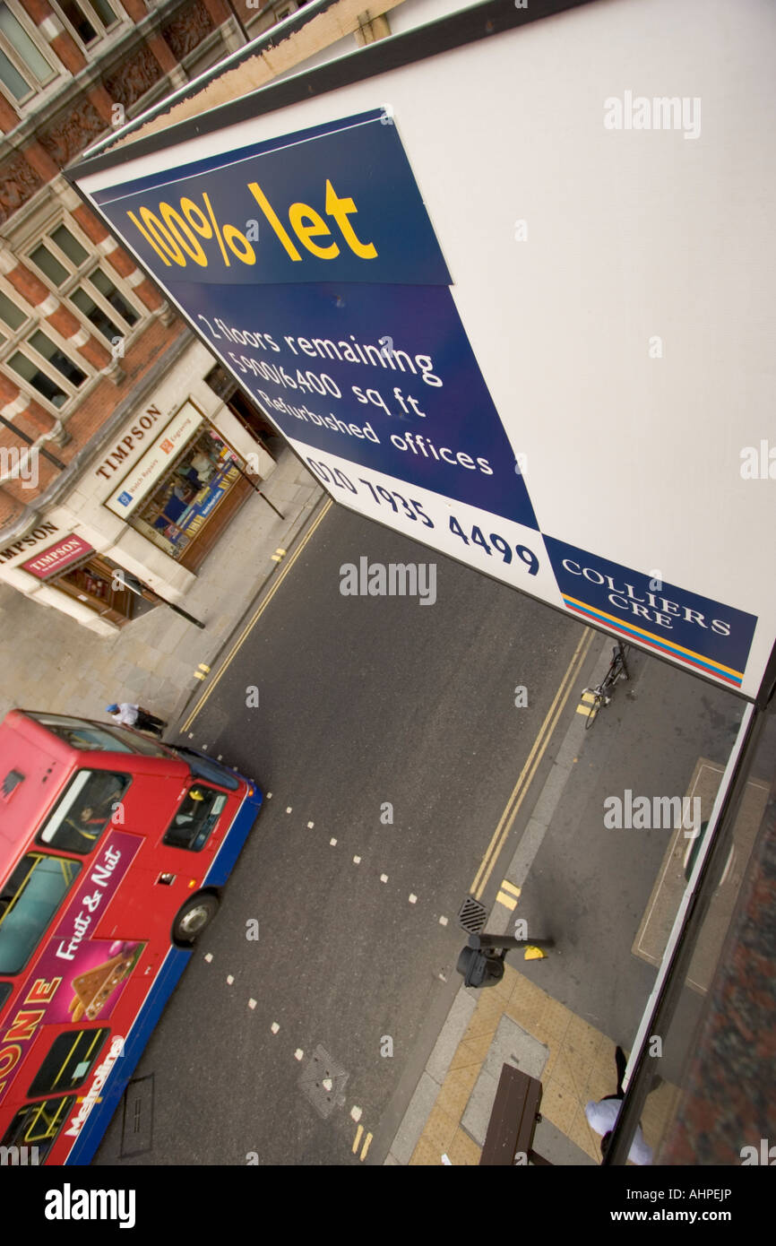 Office space to let advertising board with to let sign City of London