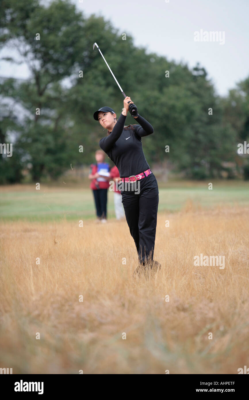 Michelle Wie plays from the rough during the 3rd round of the British Womens Open Championship at Royal Lytham in 2006 Stock Photo
