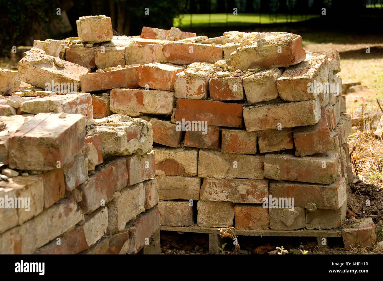 Stack of old house bricks England UK United Kingdom GB Great Britain