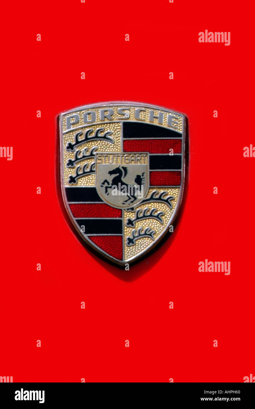 Porsche Motor car company badge Stock Photo - Alamy