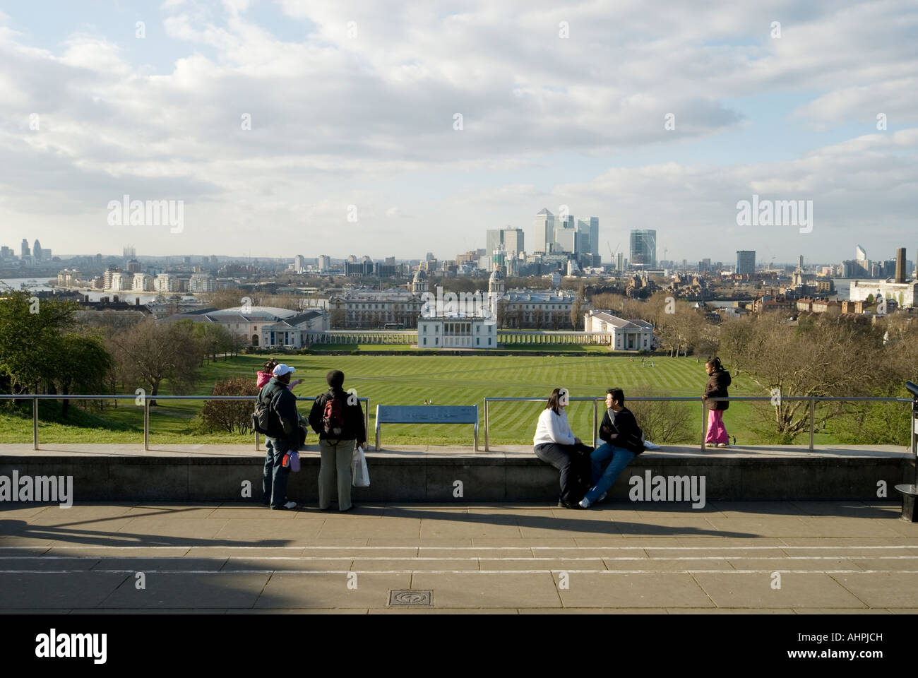 View from Greenwich Park across London Stock Photo