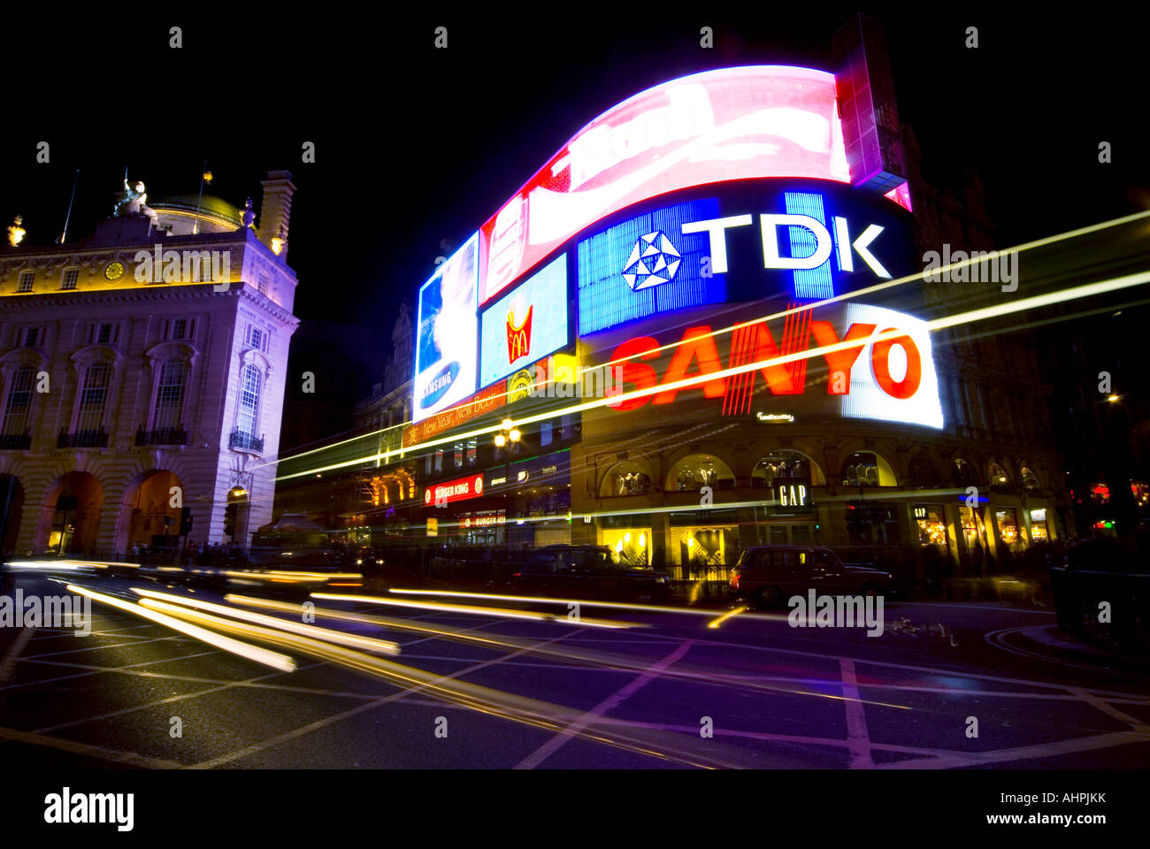 Piccadilly Circus at Night Stock Photo