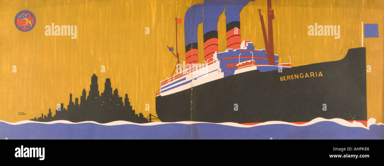 Cunard Line promotional brochure for Berengaria circa 1930 Stock Photo