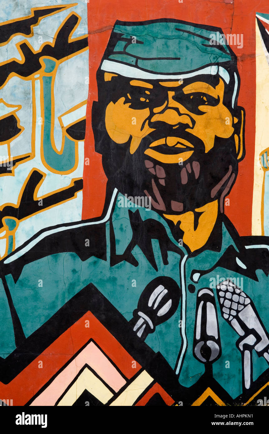 95m long mural near the airport depicting the civil war, Maputo, Mozambique Stock Photo