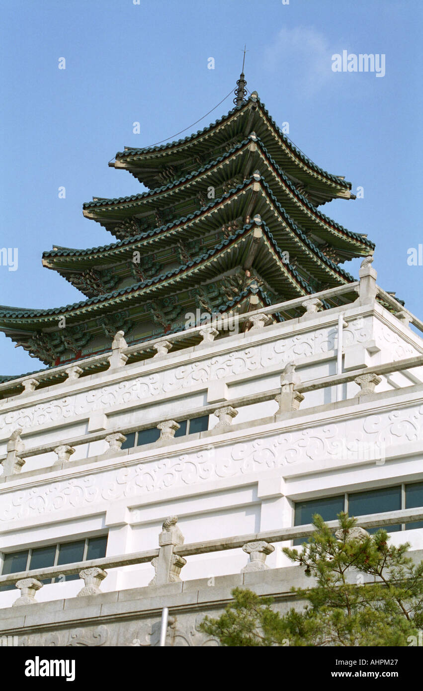 Portrait shot of Kyongbokkung Palace Seoul city South Korea Stock Photo