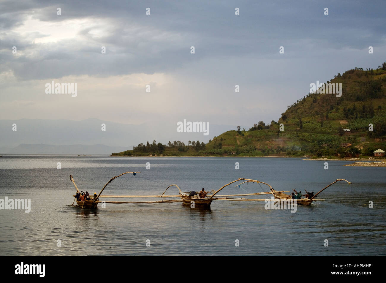 fishing boats on Lake Kivu at Gisenyi, Rwanda Stock Photo - Alamy