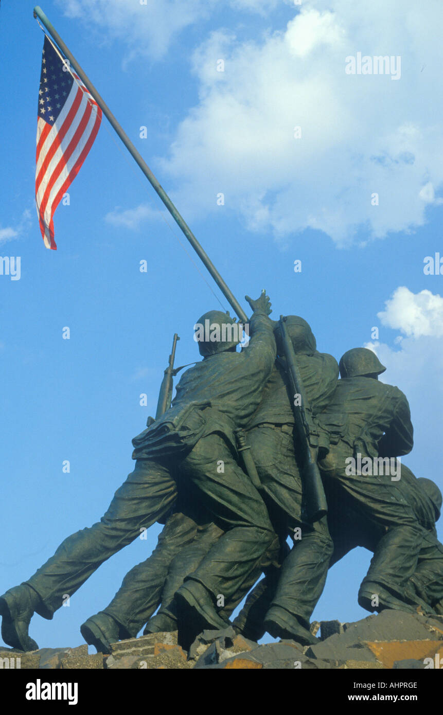 Statue of Iwo Jima U S Marine Corps Memorial at Arlington National Cemetery Washington D C Stock Photo