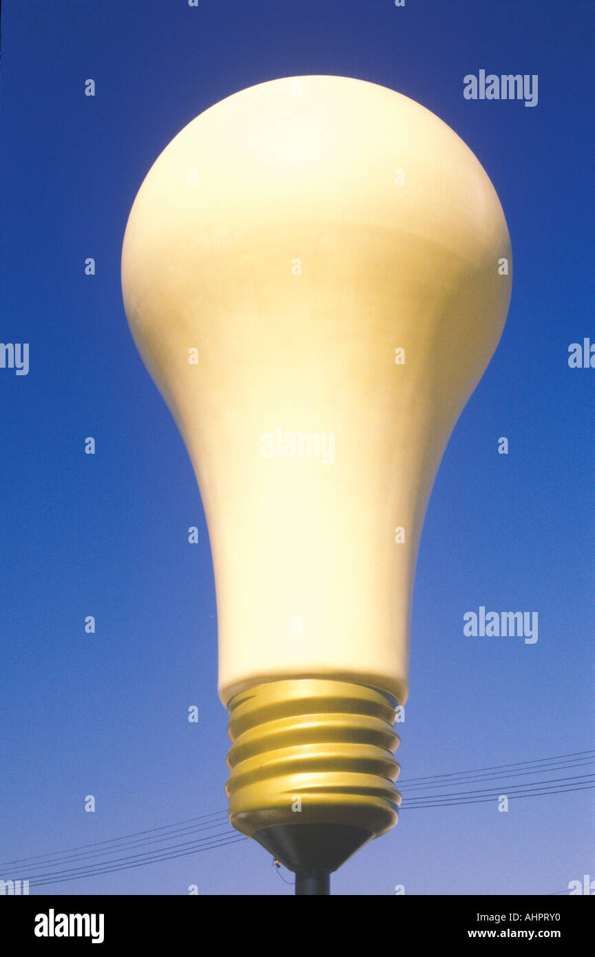Giant yellow idea light bulb in Los Angeles CA Stock Photo Alamy