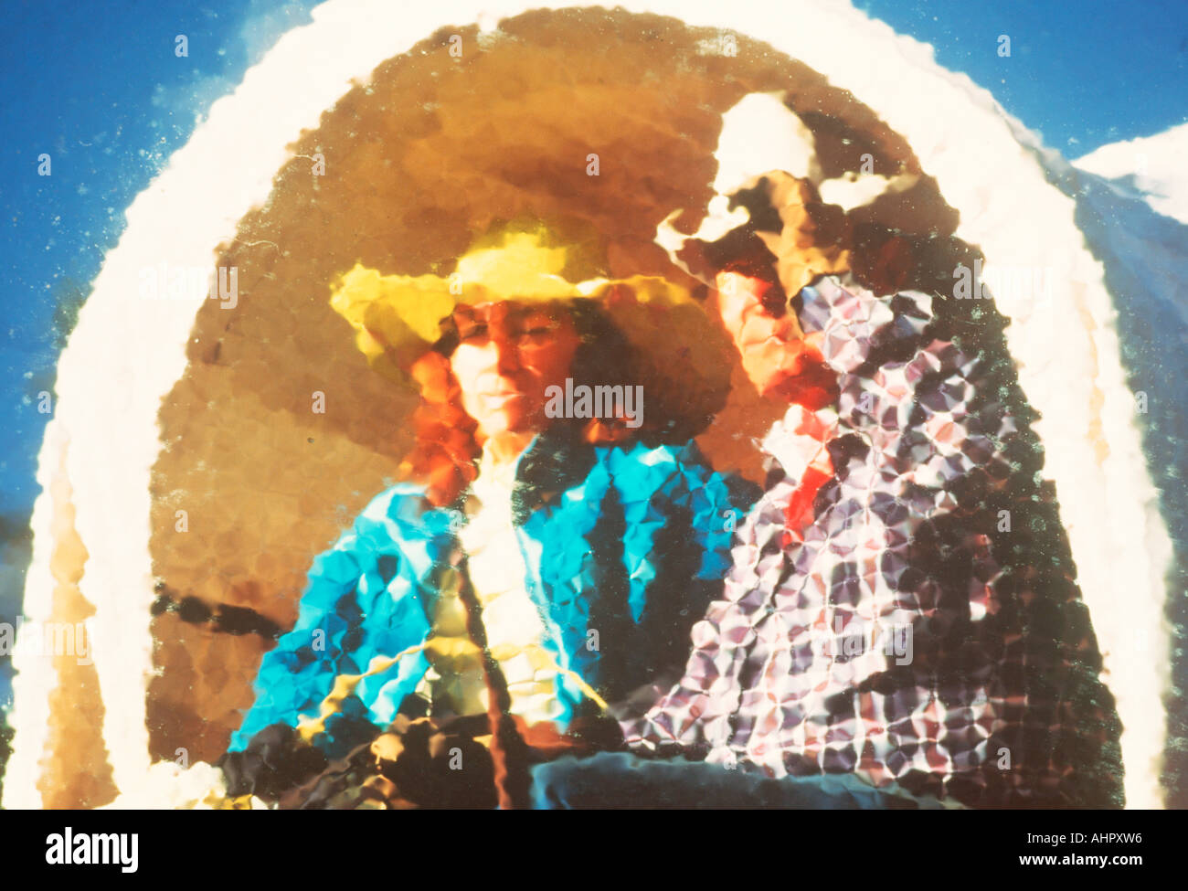 Photo impressionism of a couple in a covered wagon Stock Photo