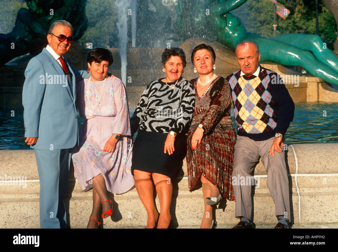 New American citizens from Albania Logan Square Fountain Philadelphia Pennsylvania Stock Photo