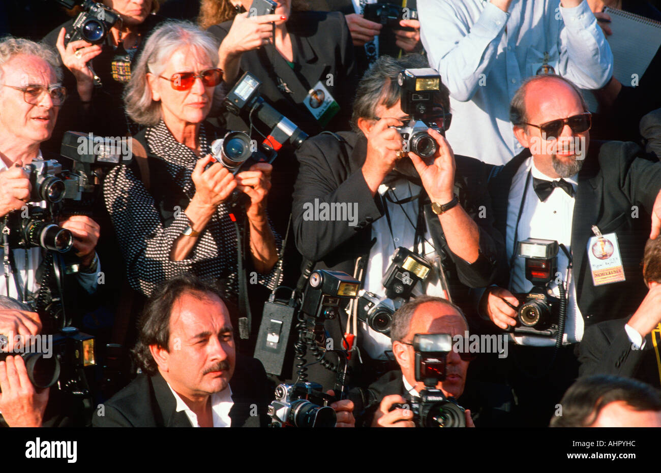 Photographers at Academy Award Ceremonies Hollywood California Stock Photo