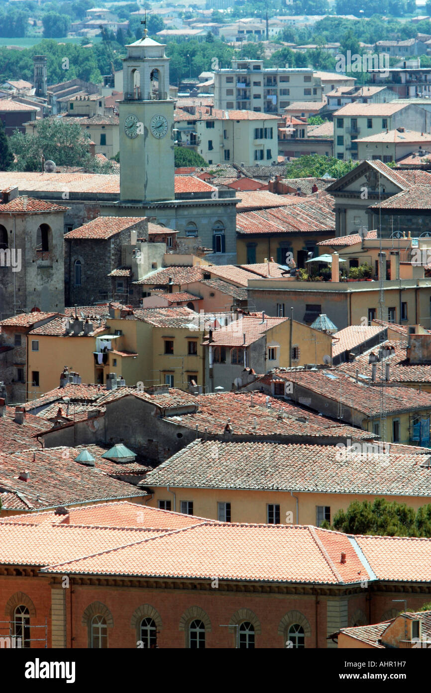 A view across the rooftops in Pisa, Italy. Stock Photo