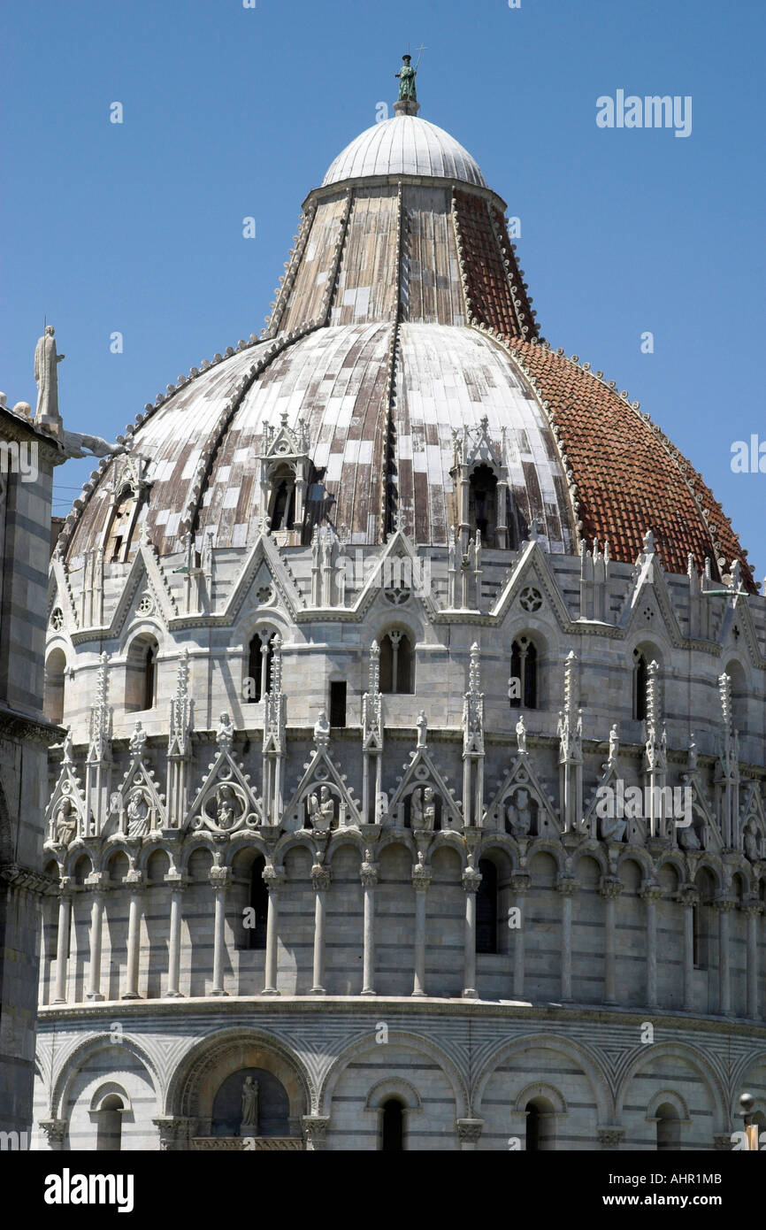 The Baptistry in the Campo dei Miricles, the field of Miracle in Pisa, Italy. Stock Photo