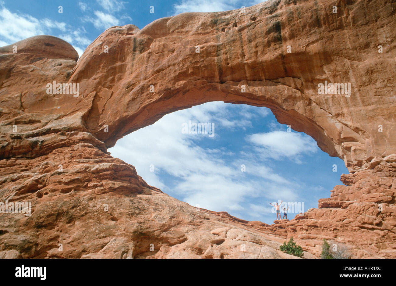 Joggers at Arches National Park Utah Stock Photo