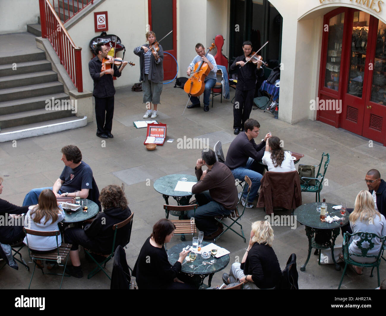String quartet entertainment at Covent Garden London England UK Stock