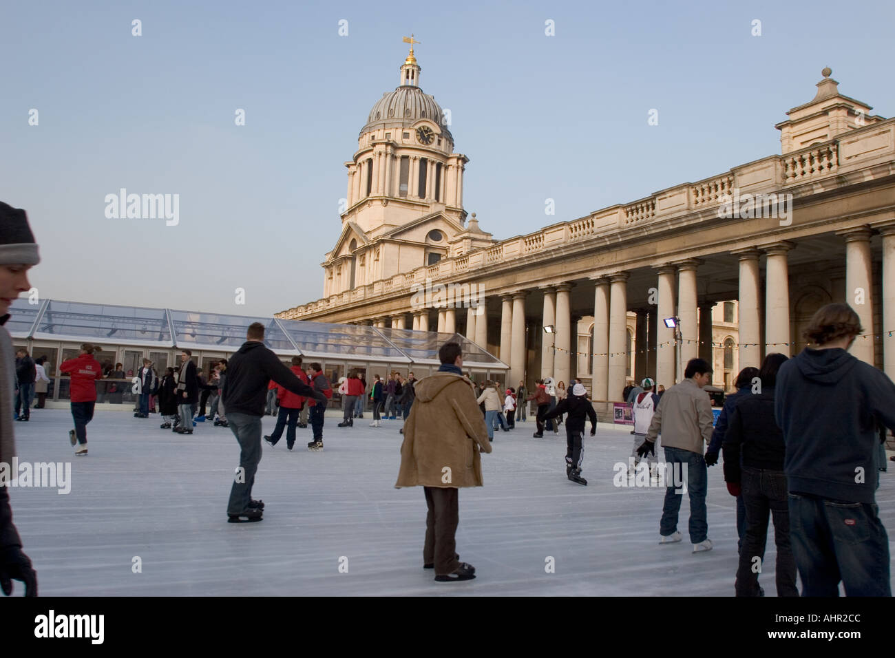 Ice Skating during winter season at Greenwich London UK Stock Photo Alamy