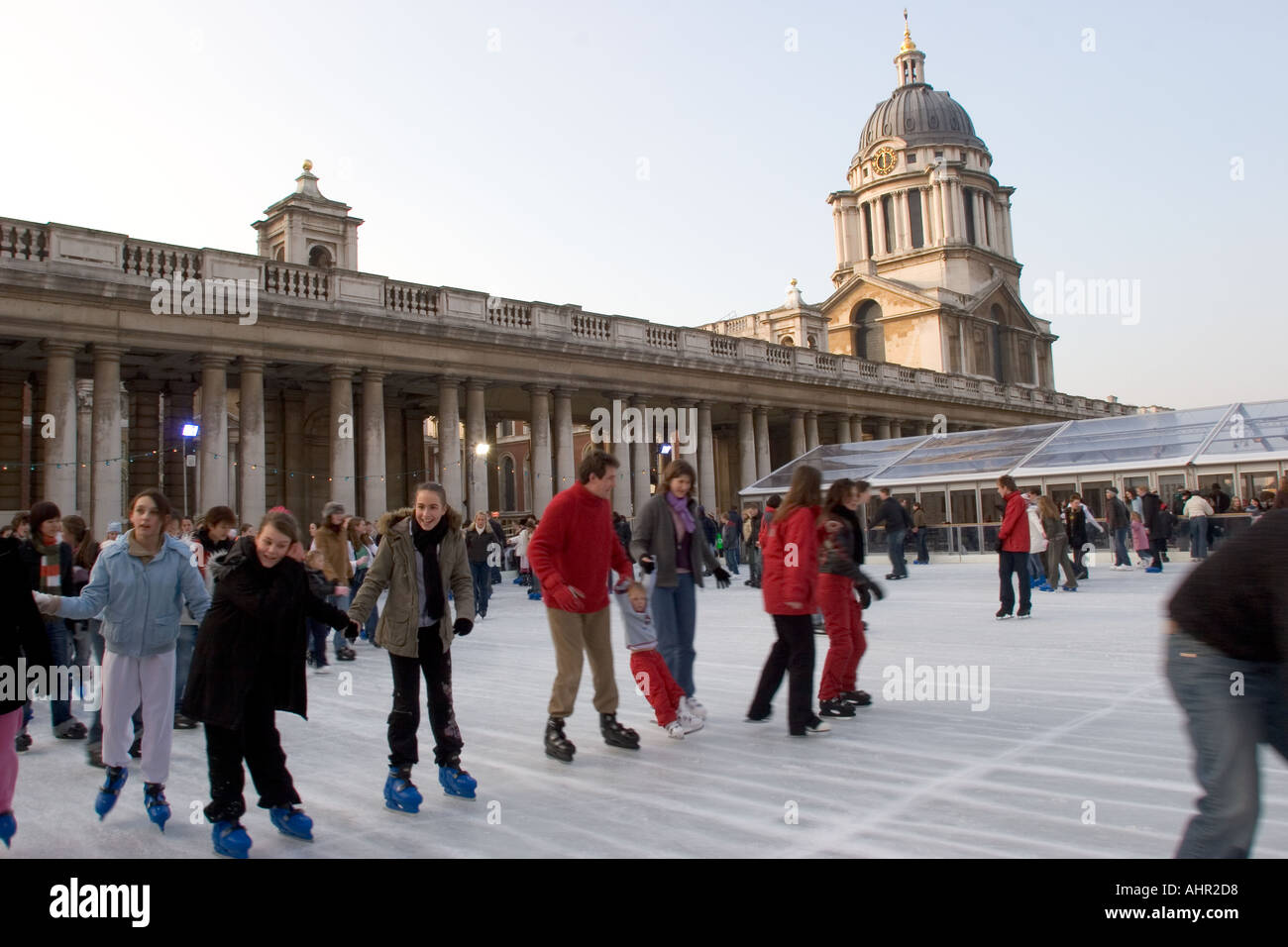 Ice Skating during winter season at Greenwich London UK Stock Photo Alamy