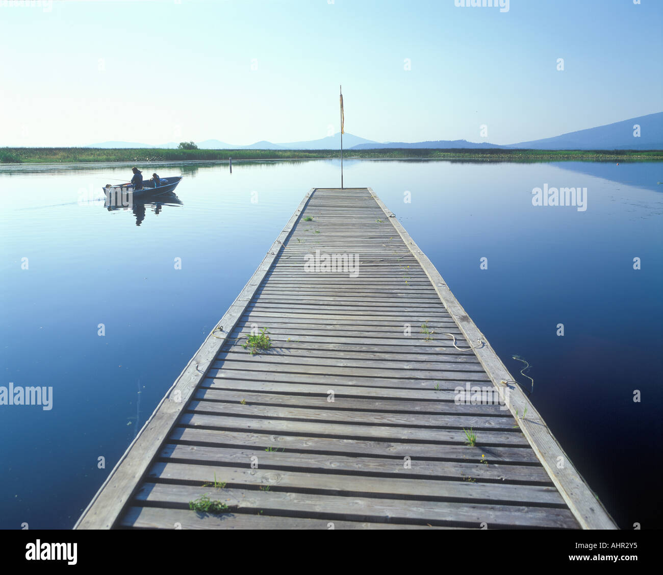 Fishing dock on Klamath Lake Rocky Point Oregon Stock Photo Alamy