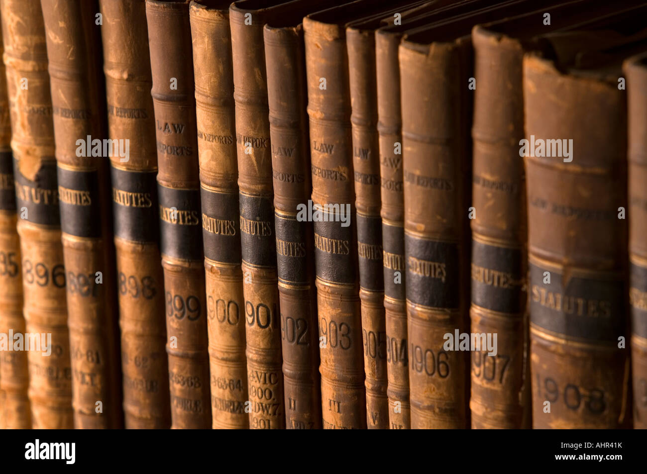 Row of old english Statutes law books Stock Photo Alamy