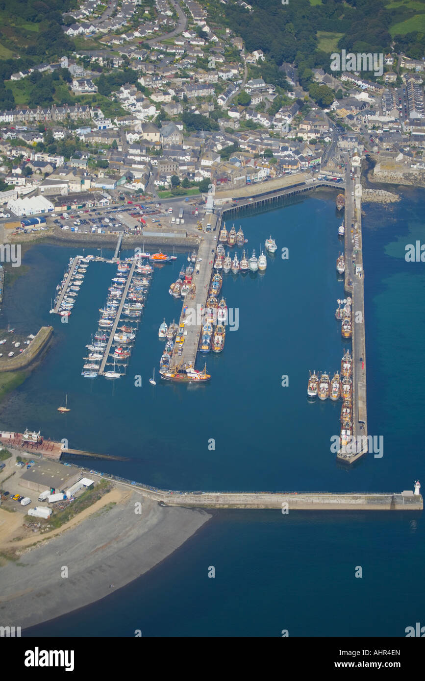 Newlyn Harbour aerial view Stock Photo