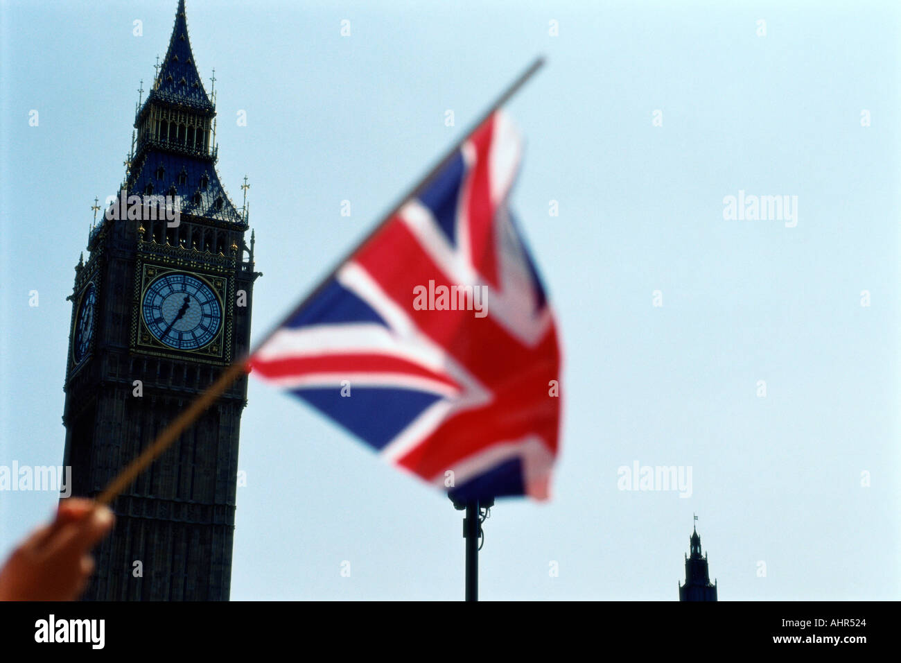 Union jack near big ben Stock Photo Alamy