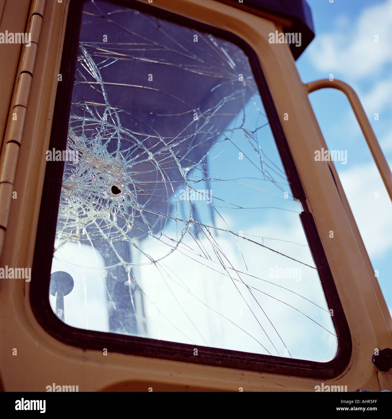 Broken truck window Stock Photo Alamy